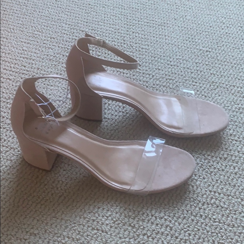 NEW A New Day Pink Beige Clear Block Heel Sandals